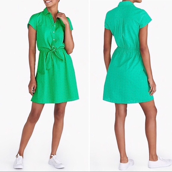 J. Crew Factory Dresses Jcrew Factory Green Eyelet Dress With Tie